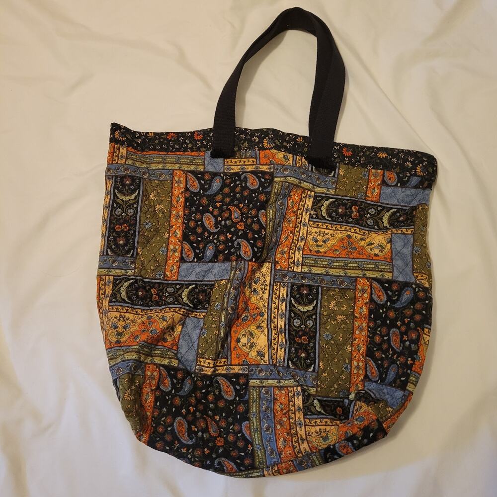Boho Patchwork Paisley Floral Sling Tote Bag 18x18 Shoulder Purse - Picture 2 of 5